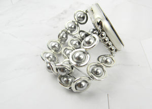 Silver Ovals and Silver Glass Beads Watch Band for Apple Watch