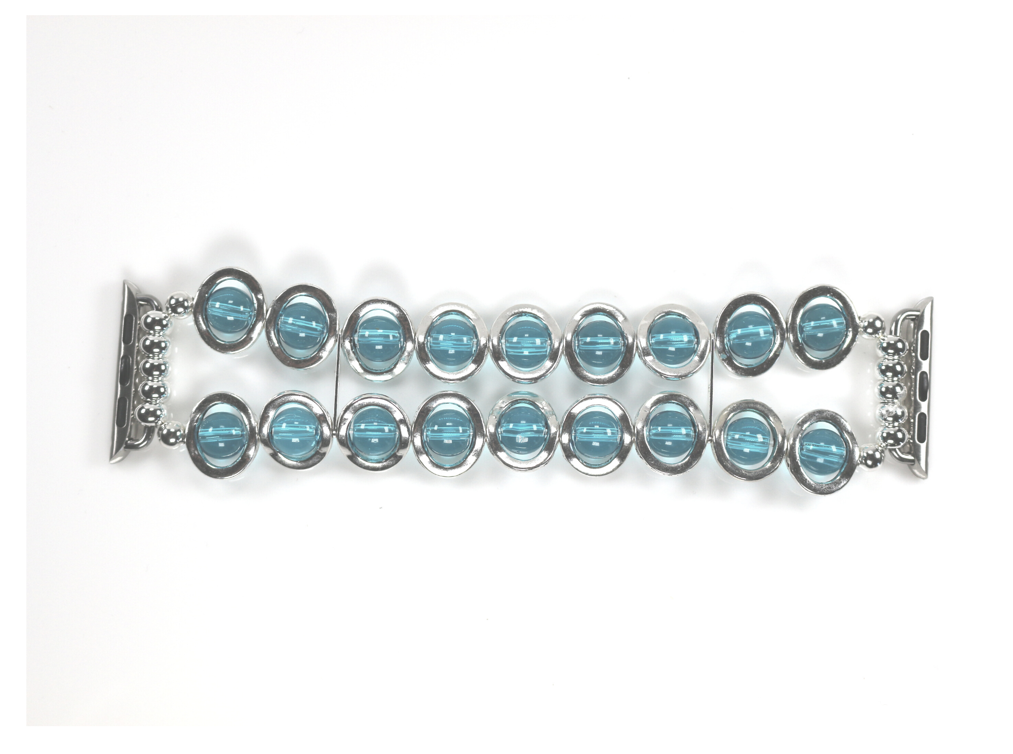 Silver Ovals and Aqua Beads Watch Band for Apple Watch