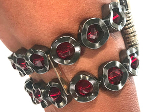 Wavy Hematite and Red Crystals Watch Band for Apple Watch