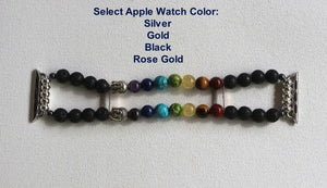 7 Chakra 3 Strand Bracelet Watch Band for Apple Watch, Yoga Bracelet Apple Watch