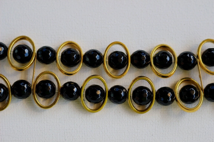 Black Obsidian and Gold Ovals Watch Band for Apple Watch