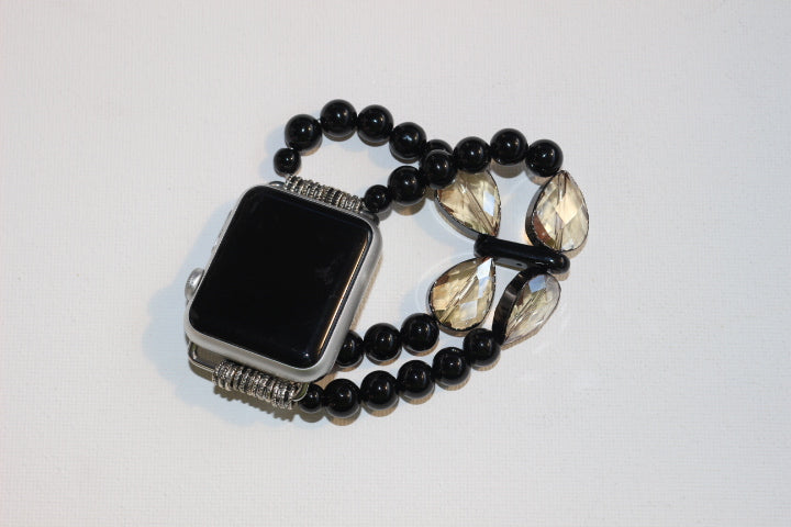 Black Onyx and Tear Drops Watch Band for Apple Watch