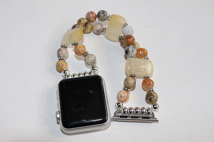 Watch Band for Apple Watch, Crazy Agate and Yellow Agate