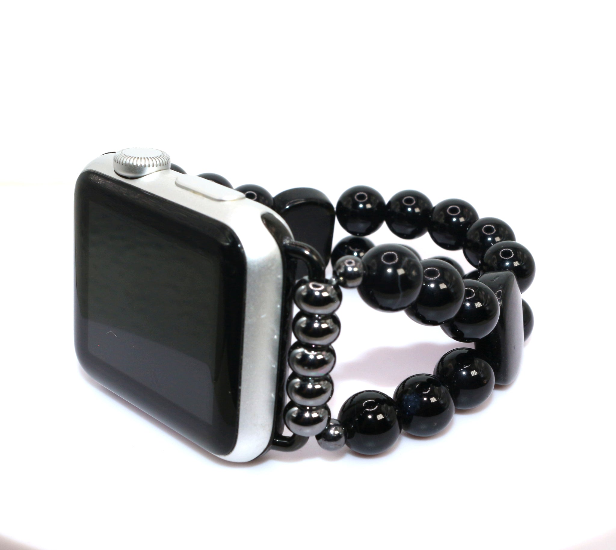 Black Onyx and Black Obsidian Bracelet Watch Band for Apple Watch