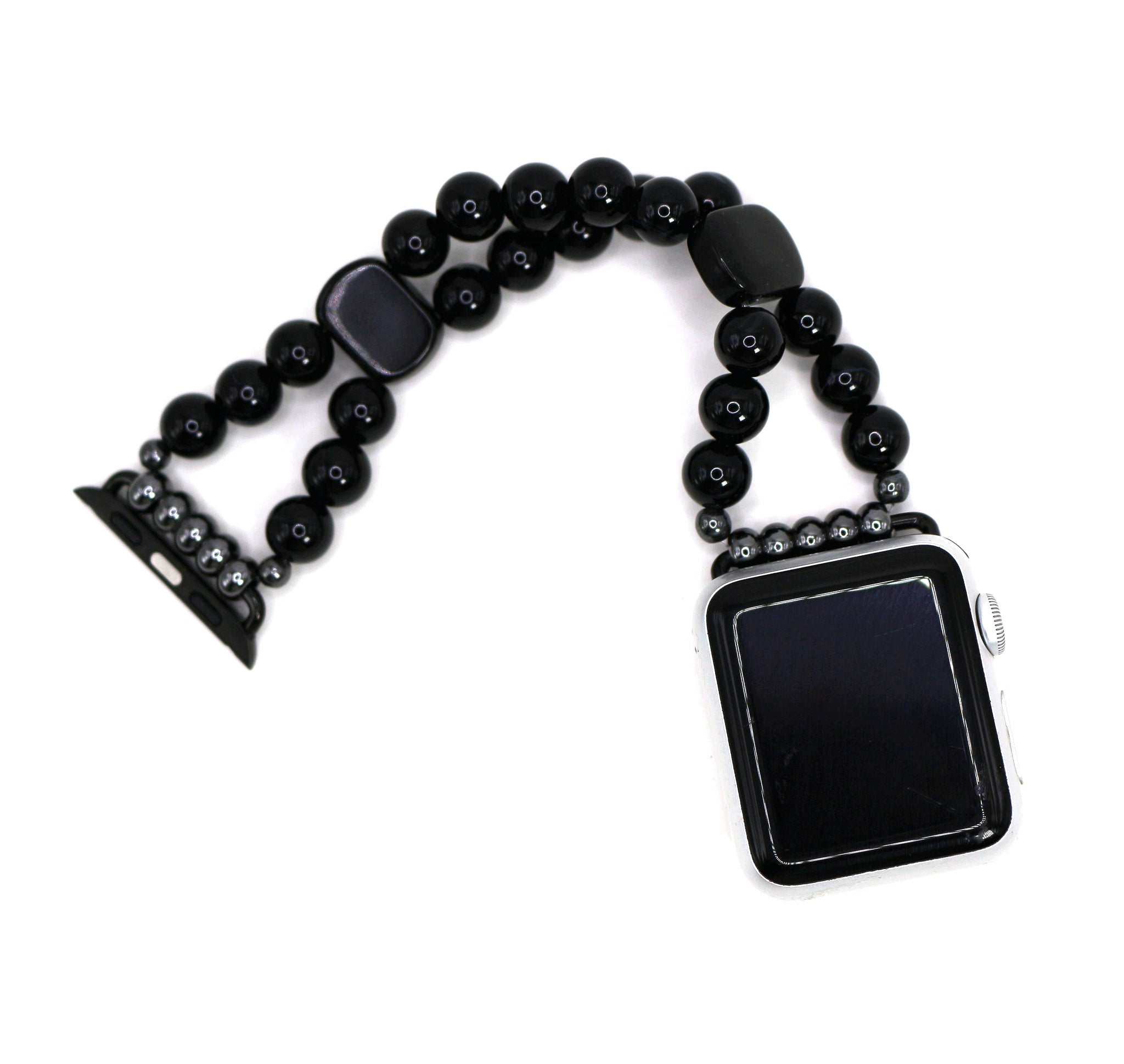 Black Onyx and Black Obsidian Bracelet Watch Band for Apple Watch