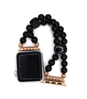 Black Onyx and Black Obsidian Bracelet Watch Band for Apple Watch