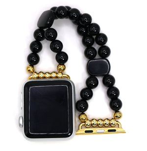 Black Onyx and Black Obsidian Bracelet Watch Band for Apple Watch