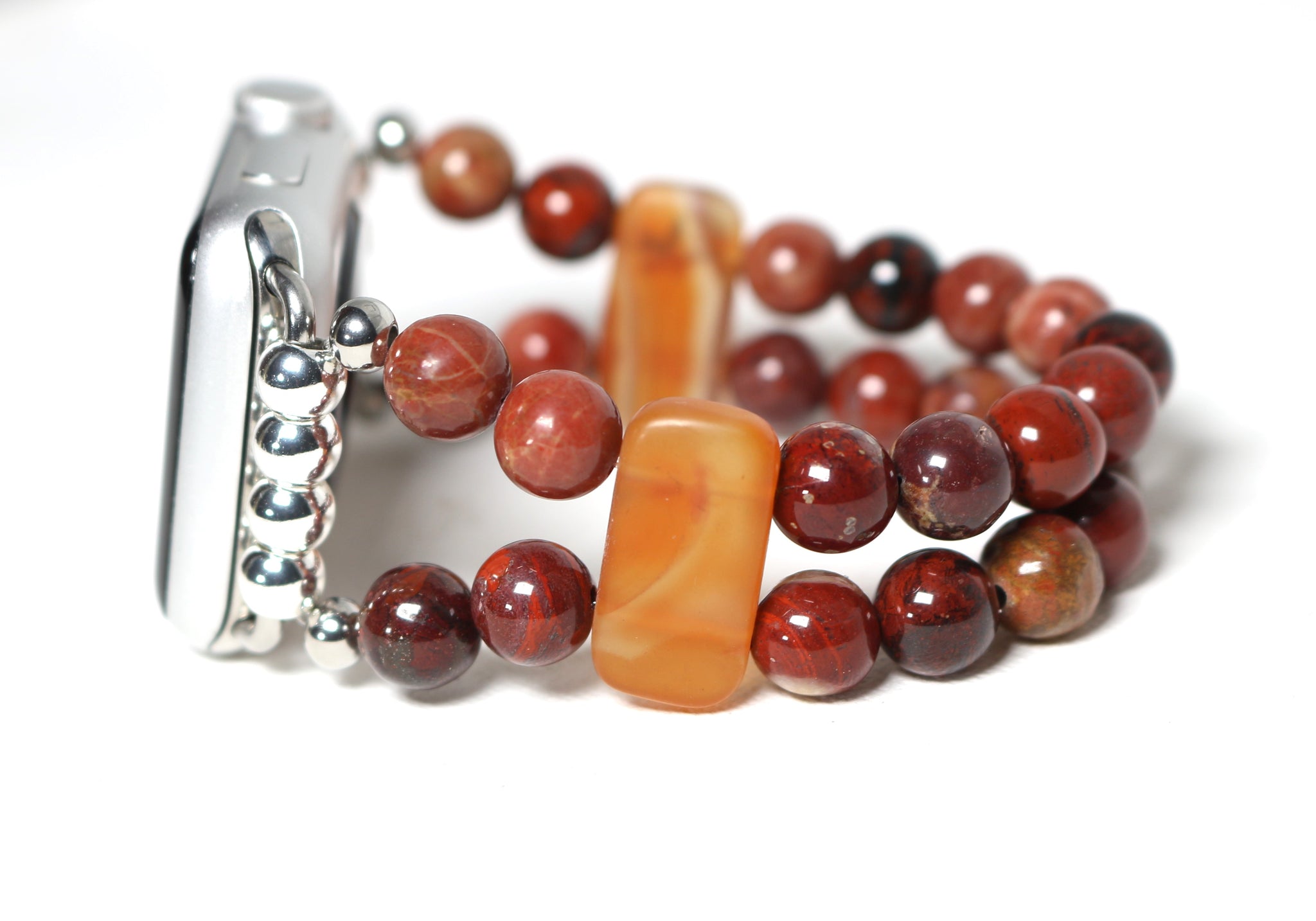 Red Flower Jasper and Carnelian Bracelet Watch Band for Apple Watch