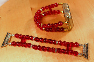 Garnet Red Beads, Watch Band for Apple Watch