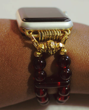 Garnet Red Beads, Watch Band for Apple Watch