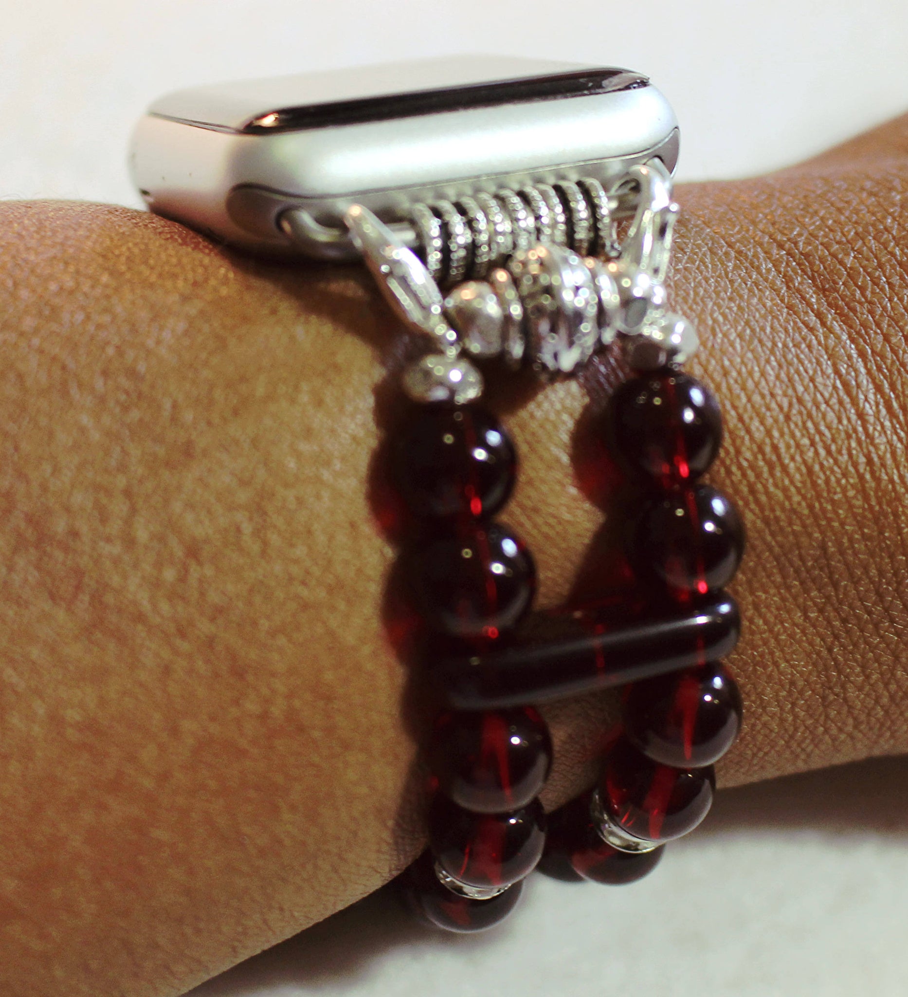 Garnet Red Beads, Watch Band for Apple Watch