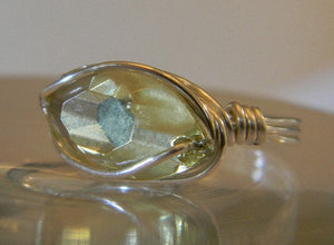 Sterling Silver Jonquil Crystal Navette Wire Wrapped Ring