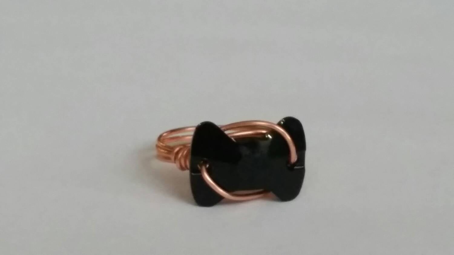 Ring Crystal Bow Tie Black, Black Bow Tie Ring