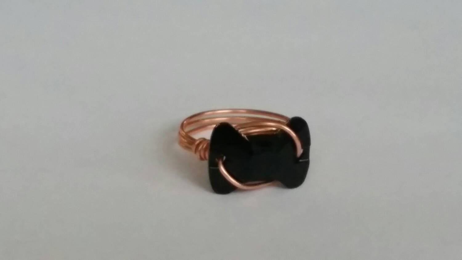 Ring Crystal Bow Tie Black, Black Bow Tie Ring