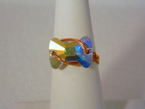 Bow Tie Crystal Copper Ring, Copper Ring, Crystal Ring